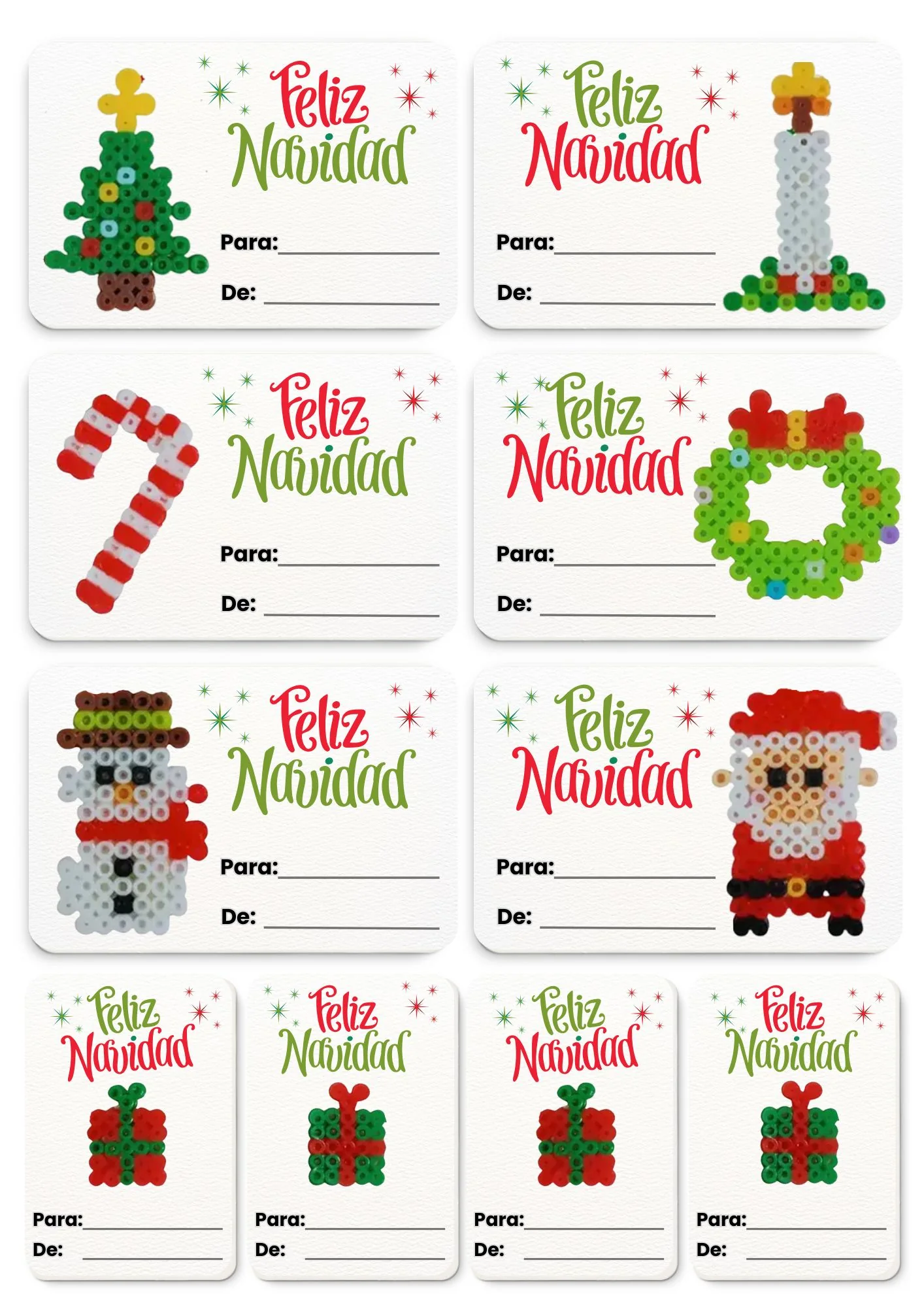 Los 10 diseños de tarjetas navideñas hechas a mano organizados sobre fondo blanco